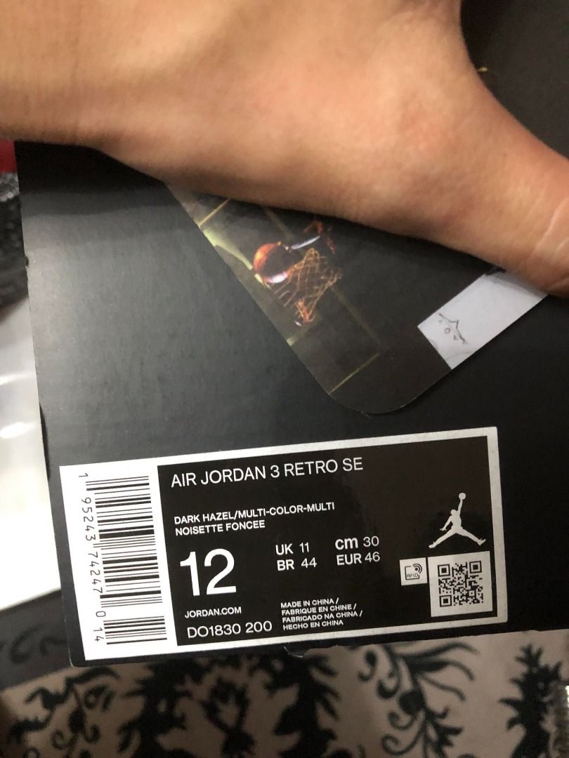 Jordan 3 Patchwork(Size 12), Men's Fashion, Footwear, Sneakers on