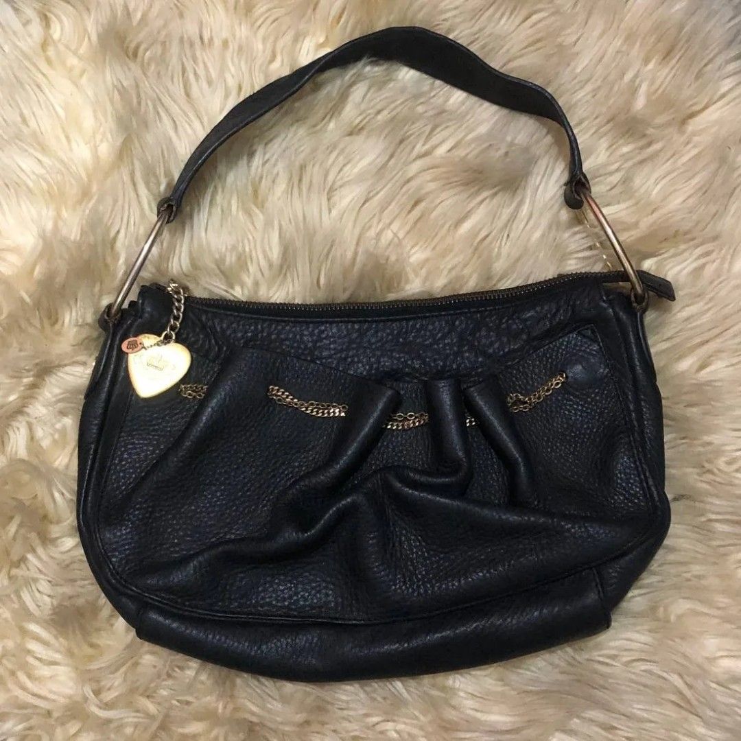 JUICY COUTURE Black Velour Daydreamer Bag Purse Beige Ribbon & Crown |  Purses and bags, Juicy couture, Bags