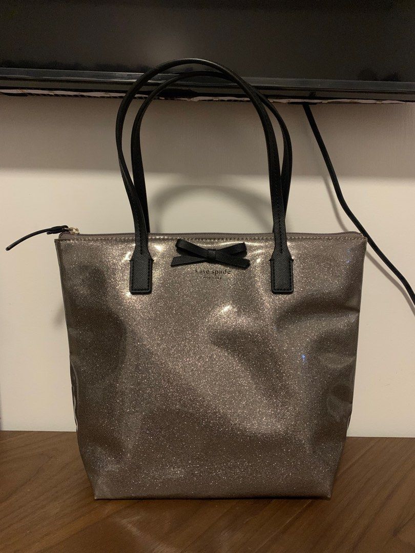 Kate spade gray glitter hotsell purse