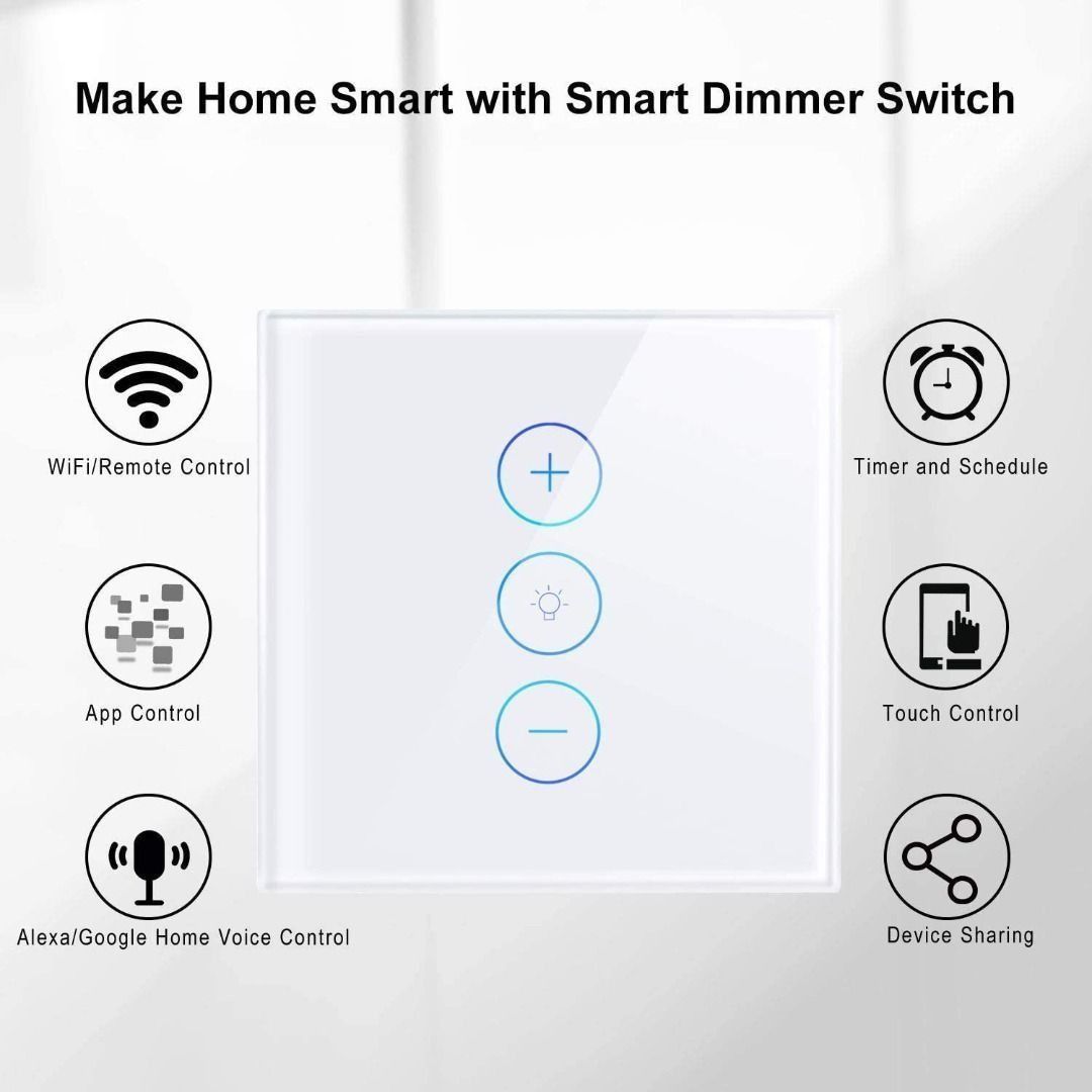 Konesky Smart Light Switch Dimmer Wall Switch with Timmer Function Touch Control Panel Switch Work with Alexa Google IFTTT Base Upgrading