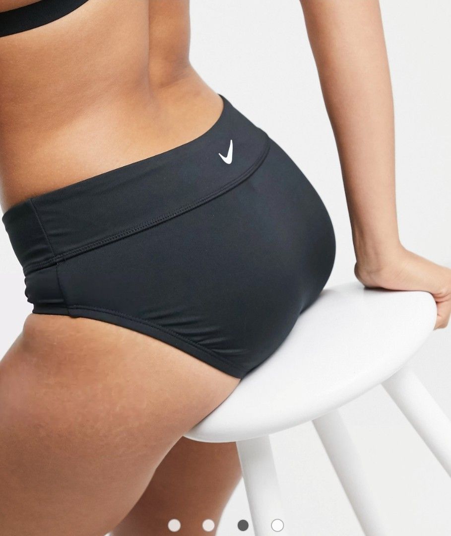 Nike Swimming Essentials high waist bikini bottoms in black