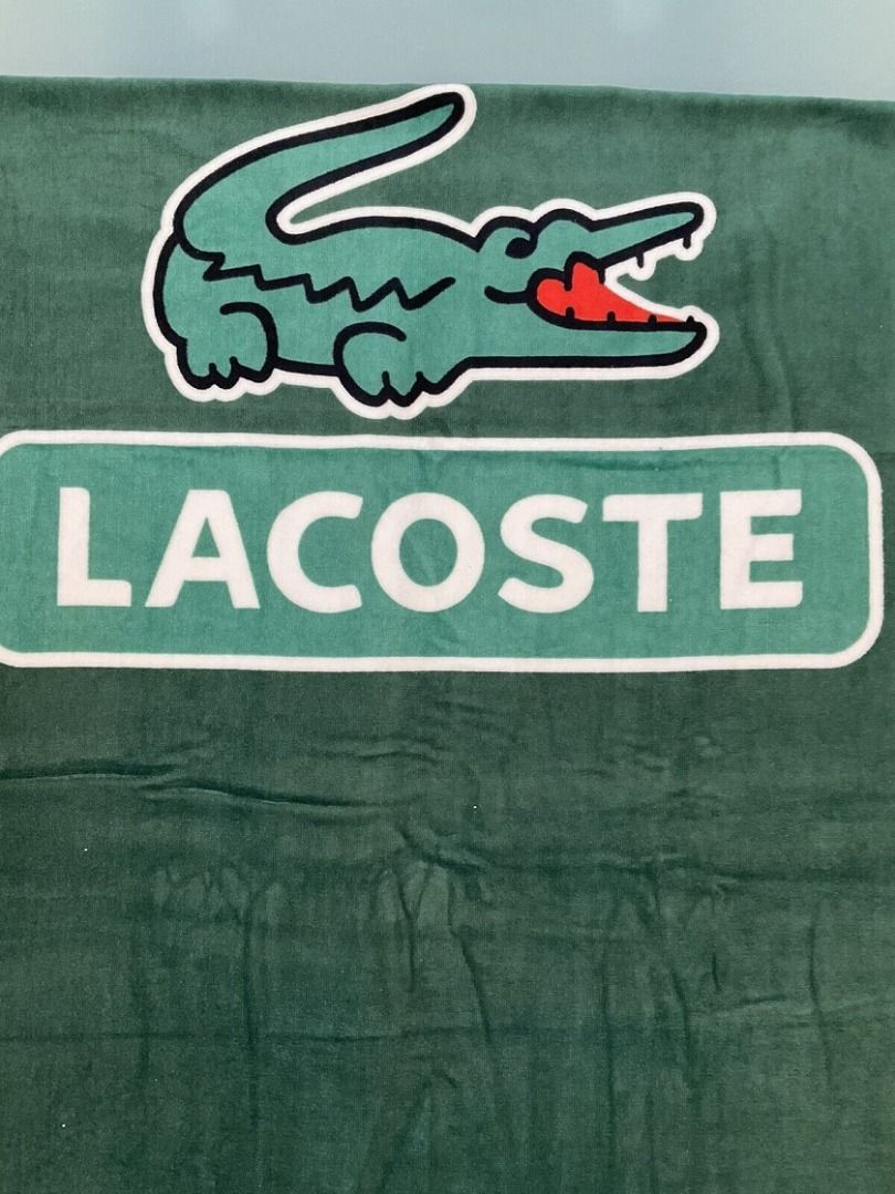 Lacoste Dark Green Beach Towel Crocodile Logos 36 x 72 inches