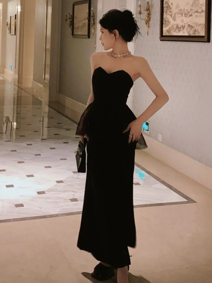 Ladies black evening gown graduation gown Korean style gown luxury  bridesmaid, Women's Fashion, Dresses & Sets, Evening dresses & gowns on  Carousell