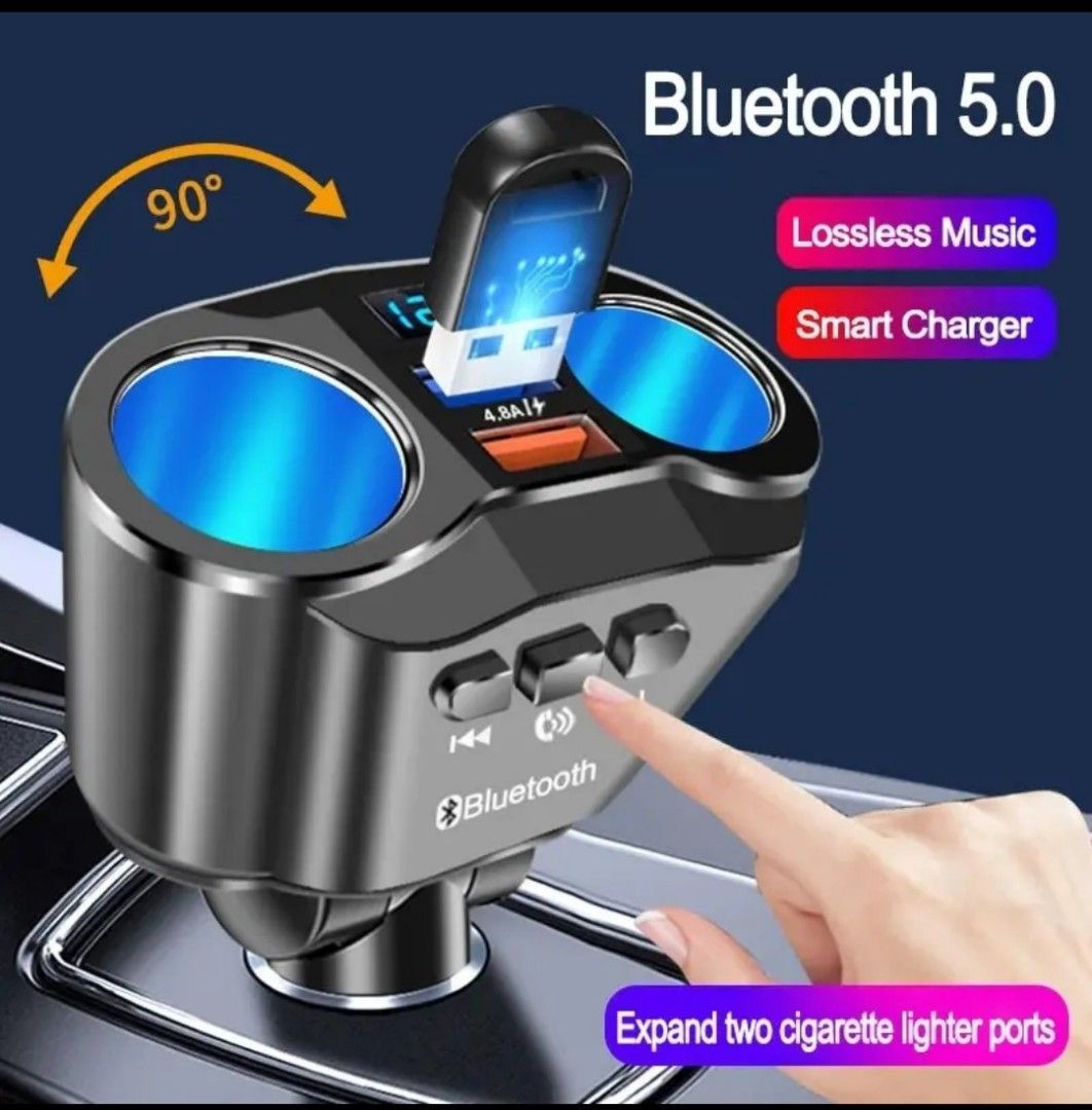 cigarette lighter usb music player BC96 Bluetooth-compatible Receiver MP3 Car Charger with Light and 1.5m Spring Wire 15KHZSensitivity Radio Transmitter Cigarette Lighter Music