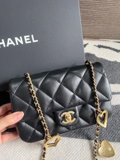 BNIB Authentic CHANEL Black Lambskin Enamel Gold Metal Top Handle Flap Bag  22B