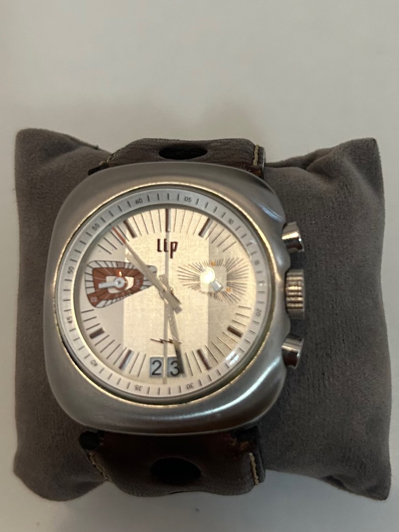 Montre Lip Frigidaire Vintage - Réédition Seventies, Cadran Noir, Bracelet Cuir - Occasion