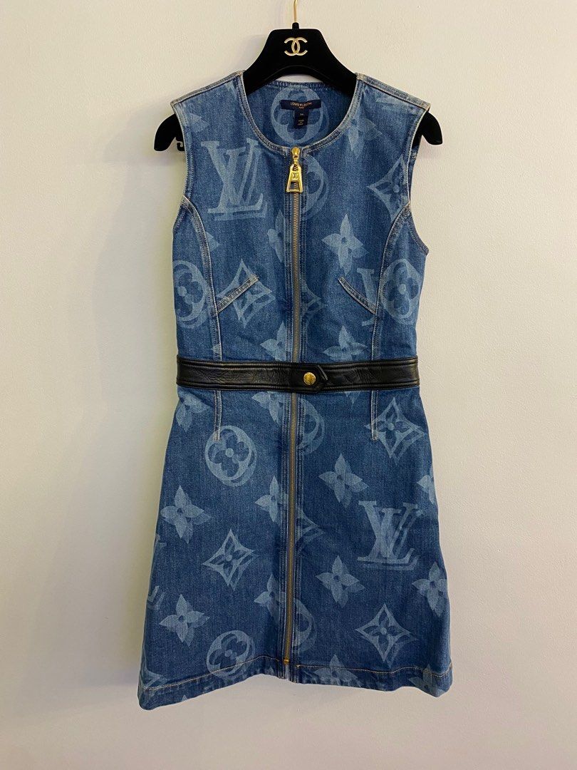 Lv Denim Dress Eyelet Belt Denim Dress Ready-to-Wear LOUIS