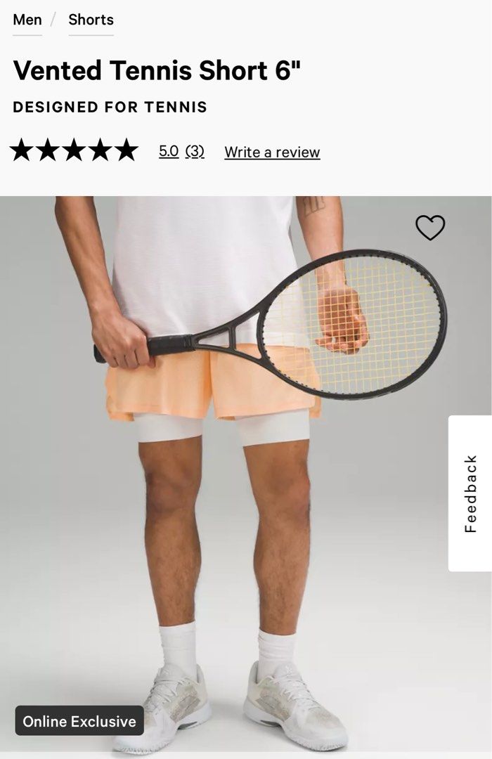 Lululemon Vented Tennis Short 6", Men's Fashion, Bottoms, Shorts on