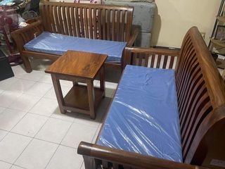 Mahogany Sofa Set with 2 coffee tables