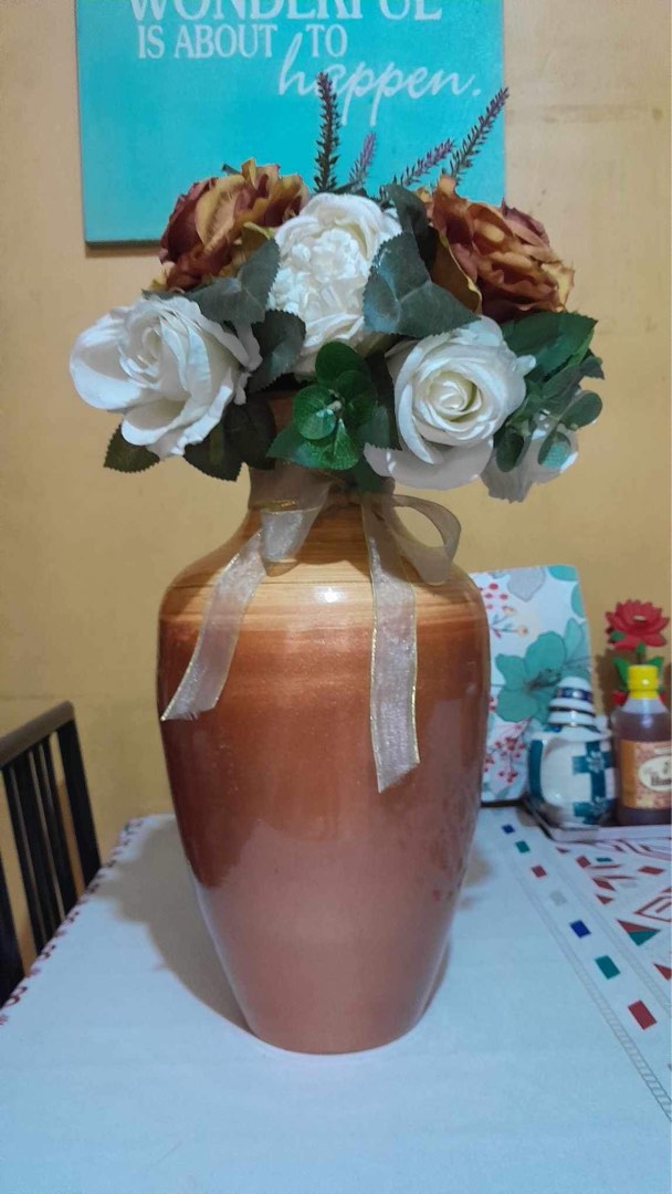 Mandaue Foam vase with faux flowers, Furniture & Home Living, Home