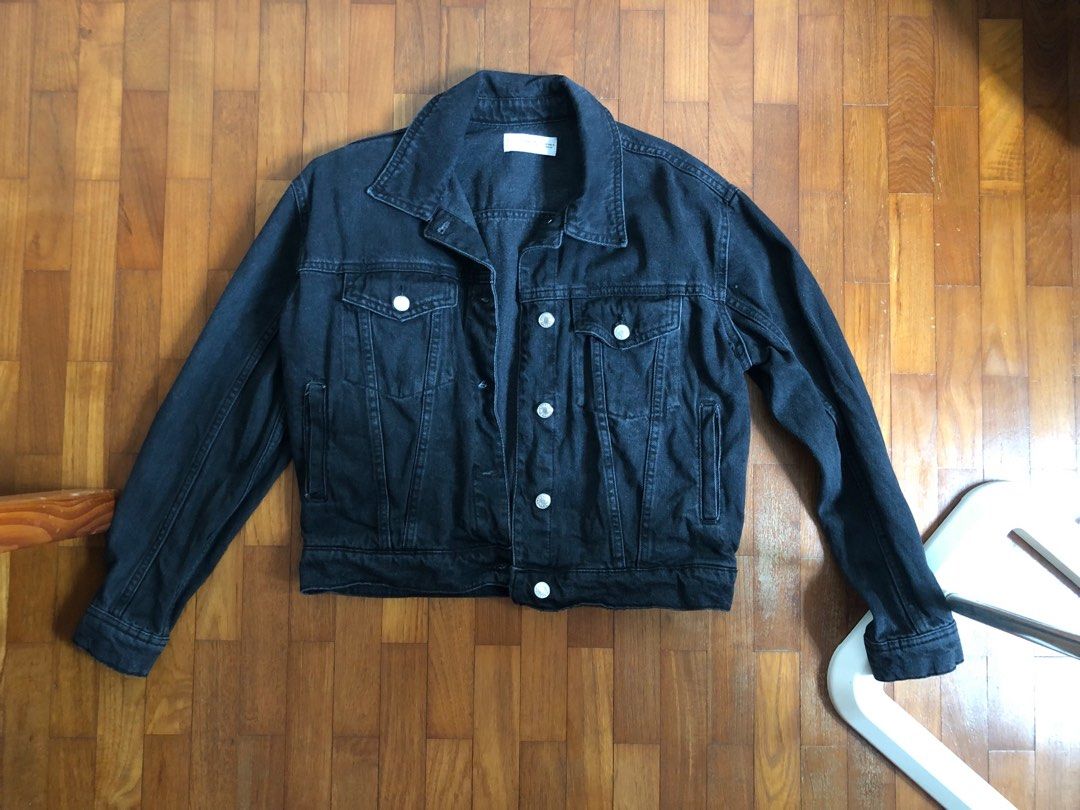 Mango Black Denim Jacket Women s Fashion Coats Jackets and Outerwear on Carousell