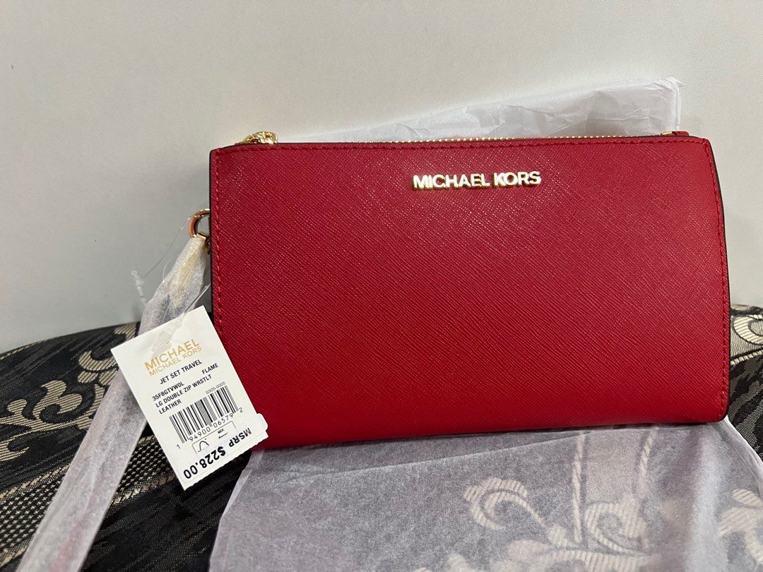 Michael Kors Jet Set Large Continental Travel Clutch Wristlet Wallet [Brown  Signature] - Walmart.com