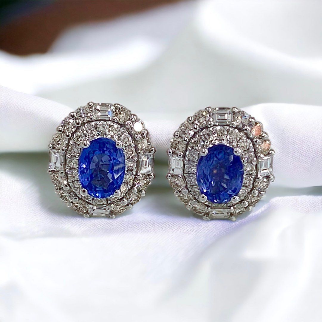 NATURAL Blue sapphire earrings Women s Fashion Jewelry