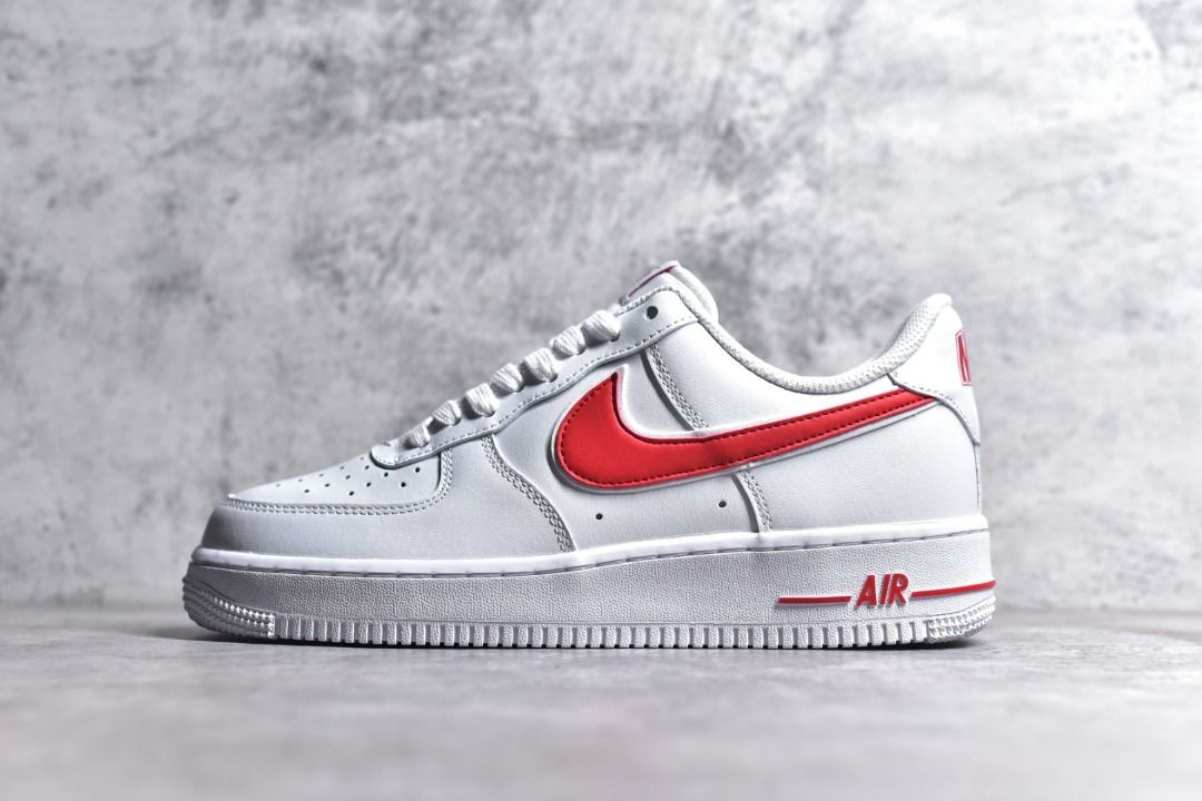Red nike air best sale force ones