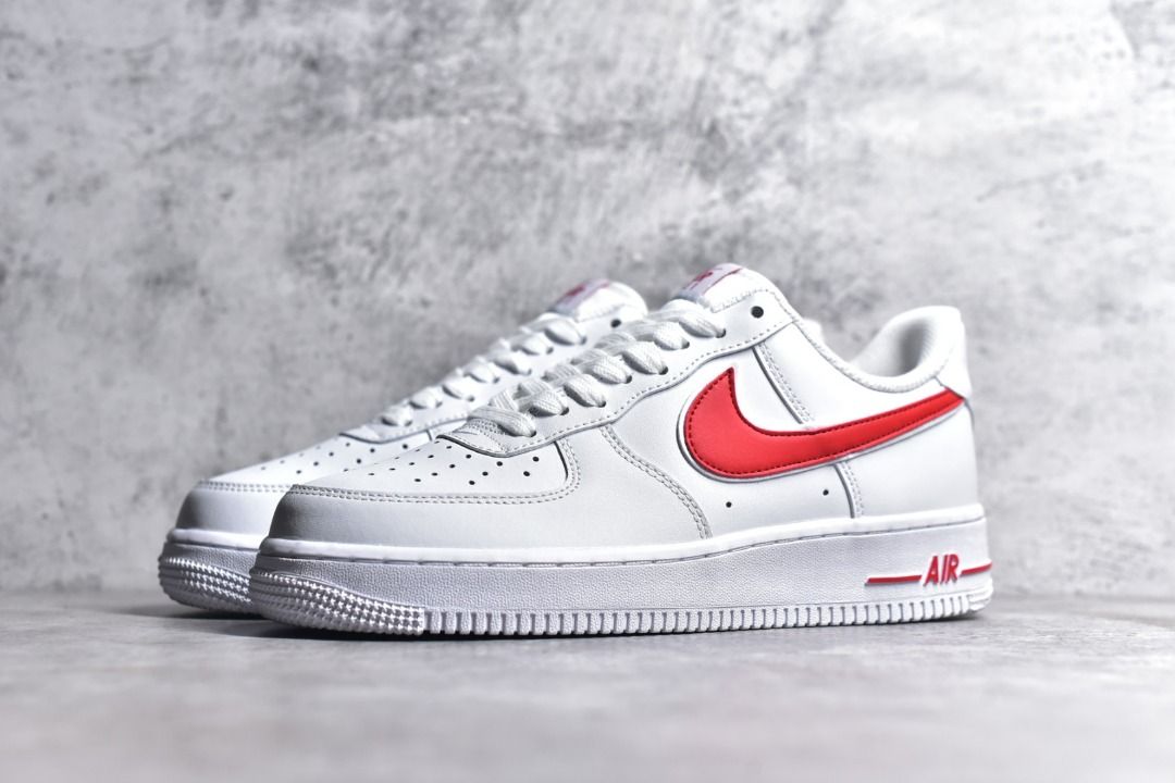 Nike air force ones red swoosh on sale