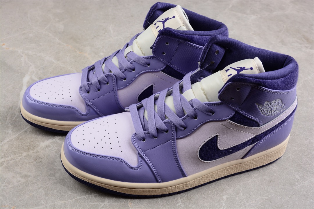 NIKE Air Jordan 1 Mid Purple Chenille Shoes Euro 36 46