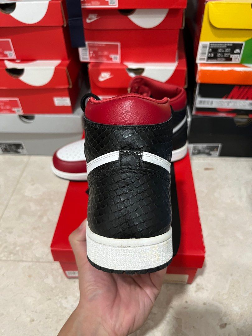 red and black snakeskin jordans