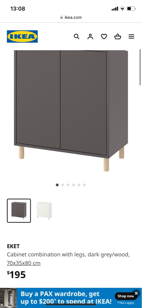 Perfect condition IKEA eket dark grey with wooden wood legs