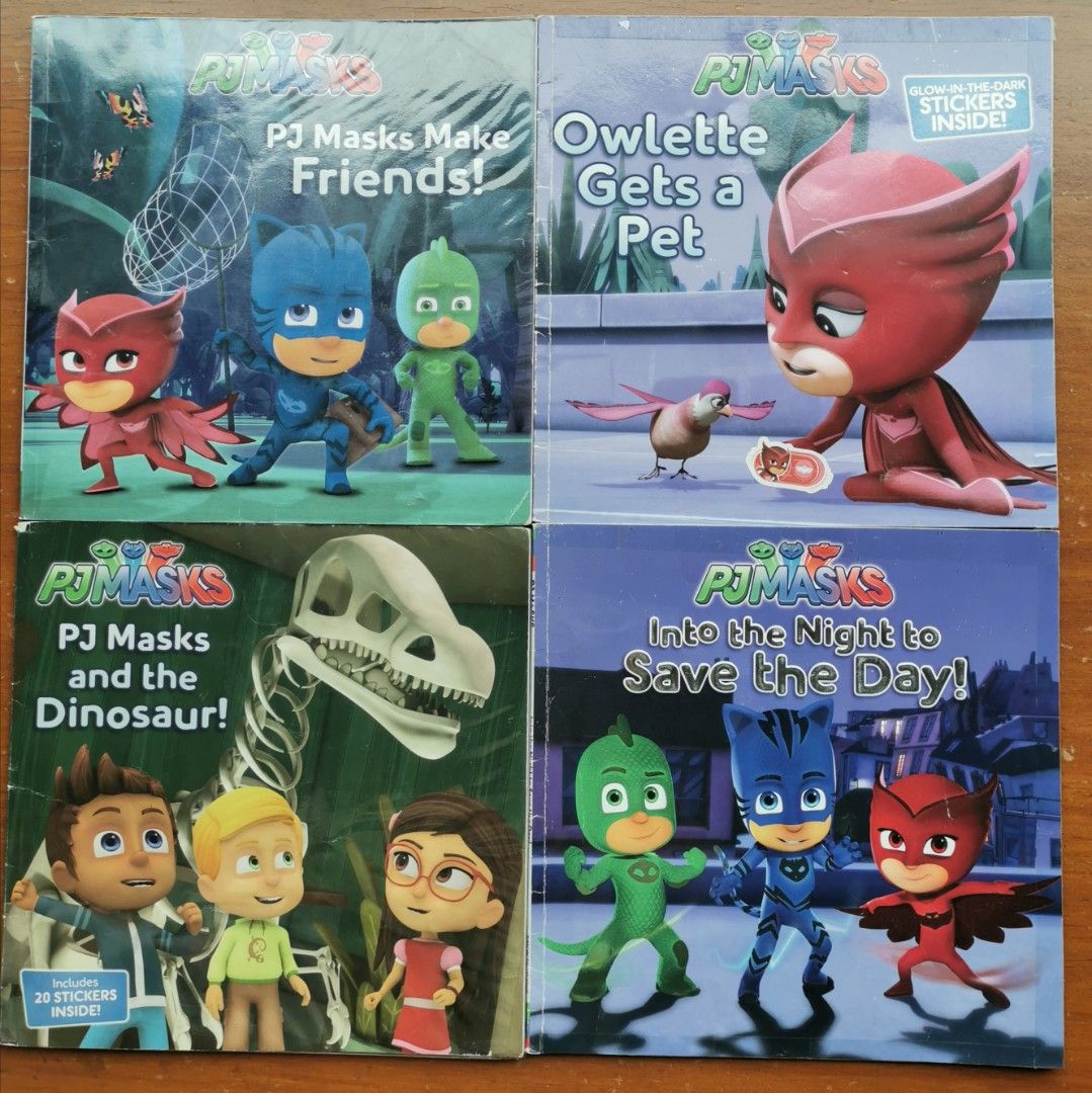 PJ Masks Children's Book (Category: Children's Books) located in Manila. Submitted by berngkua (Listing ID 1256504117, Image 1). Description: PJ Masks Make Friends - wrapped in plastic - in good condition - php120 Into the Night to Save the Day - Very good condition - no tears or folds, no dog ears - edges are protected by tape - php100 PJ Masks and the Dinasaur! - wrapped in plastic cover - in good condition. - stickers have been used already - 