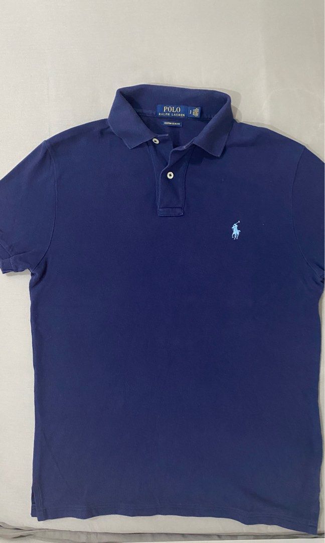 Navy blue polo cheap shirt with white horse