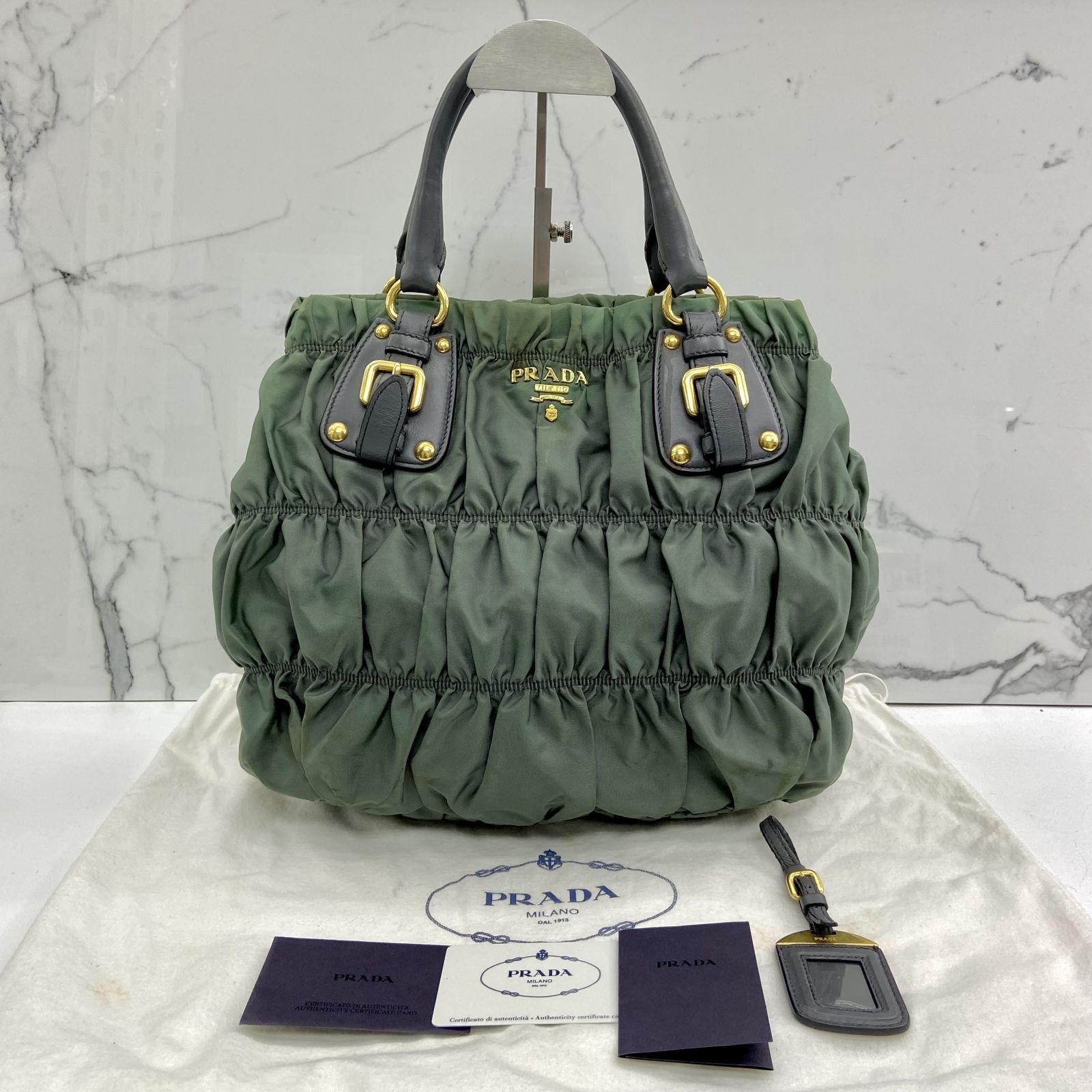 PRADA BN1792 GREEN NYLON HANDBAG 237029419 WE
