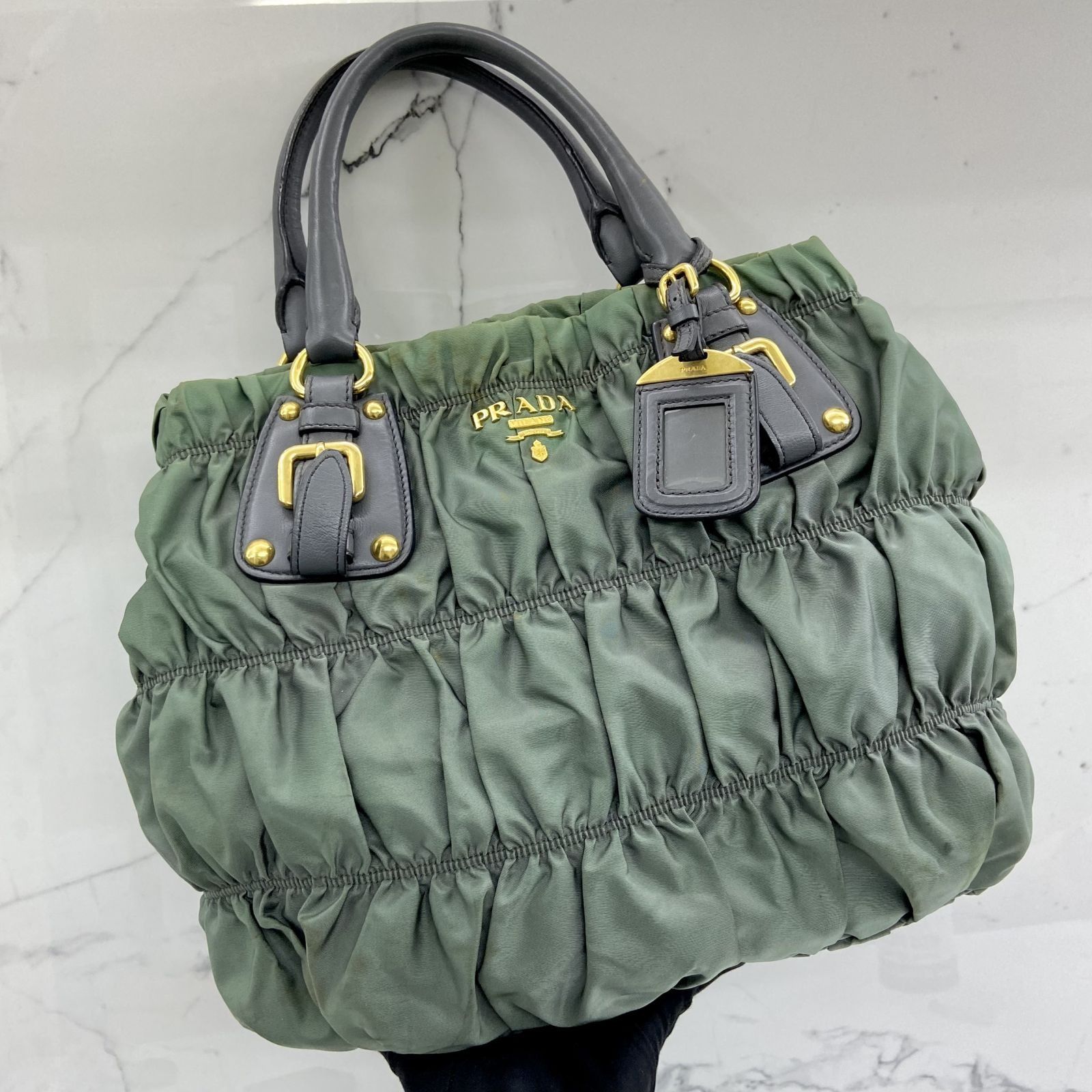 PRADA BN1792 GREEN NYLON HANDBAG 237029419 WE