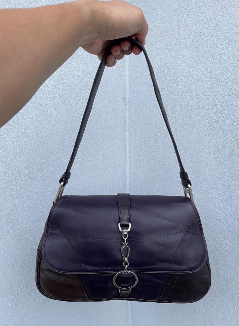 Authentic Prada Purple Leather Shoulder Bag, Women's Fashion, Bags