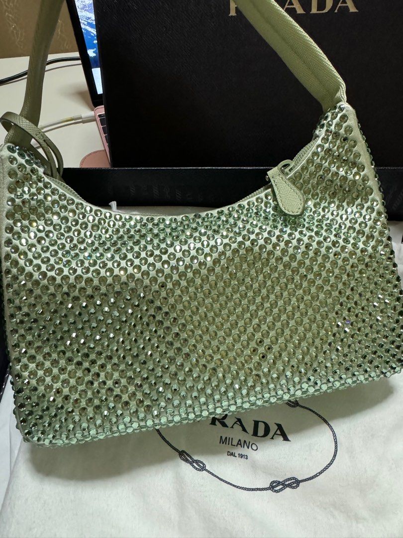 Prada Satin Mini-Bag with Crystals, Luxury, Bags & Wallets on Carousell