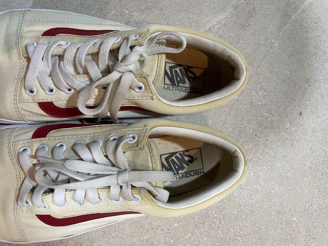 Pre loved Vans Old Skool White Red Men s Fashion Footwear