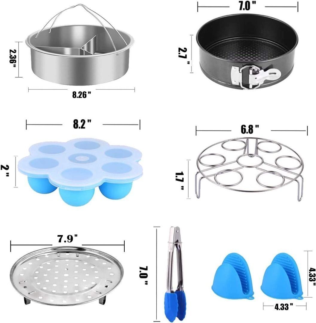 Pressure Cooker Accessories Set 8 Pcs Fit 5 6 8Qt Steamer Basket