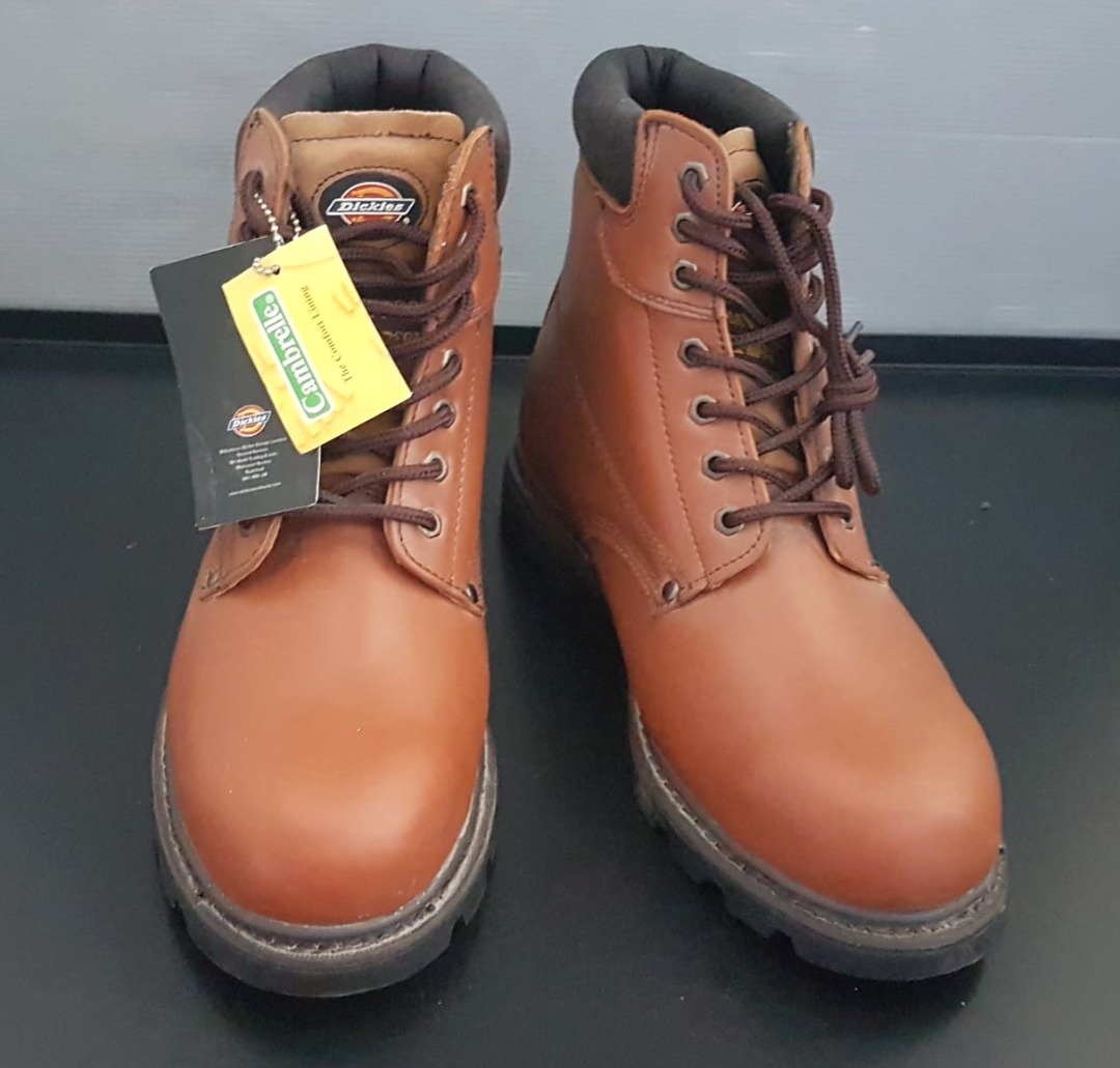 Professional Dickies Cleveland Safety Boots Steel Toe Caps Steel Midsole UK 12 EU 47 Heavy Duty Brown Leather Antistatic Oil Resistant