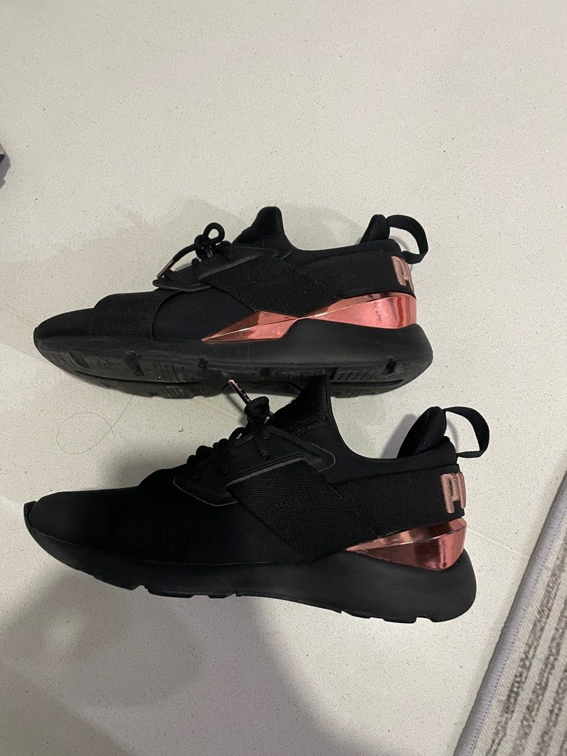 Puma women's muse wn's sneaker black rose discount gold