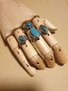 Set of 4 Turquoise Coloured Rings