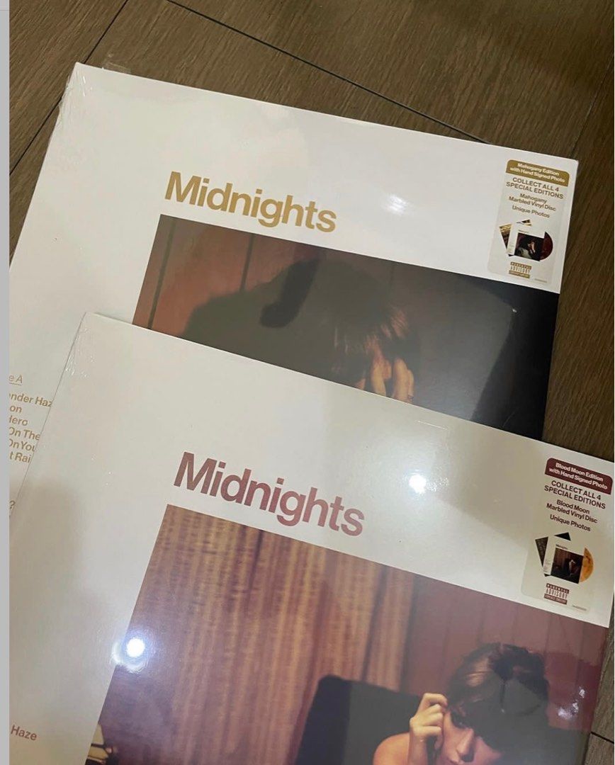 Signed Taylor Swift Midnights Vinyls (Category: Vinyls) located in Manila. Submitted by stefandraboutique (Listing ID 1256498793, Image 3). Description: 14999 signed mahogany 16580 signed jade green.