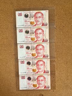 Singapore Portrait Series $10 (LHL Signature) Note (Running Numbers+9H9T)
