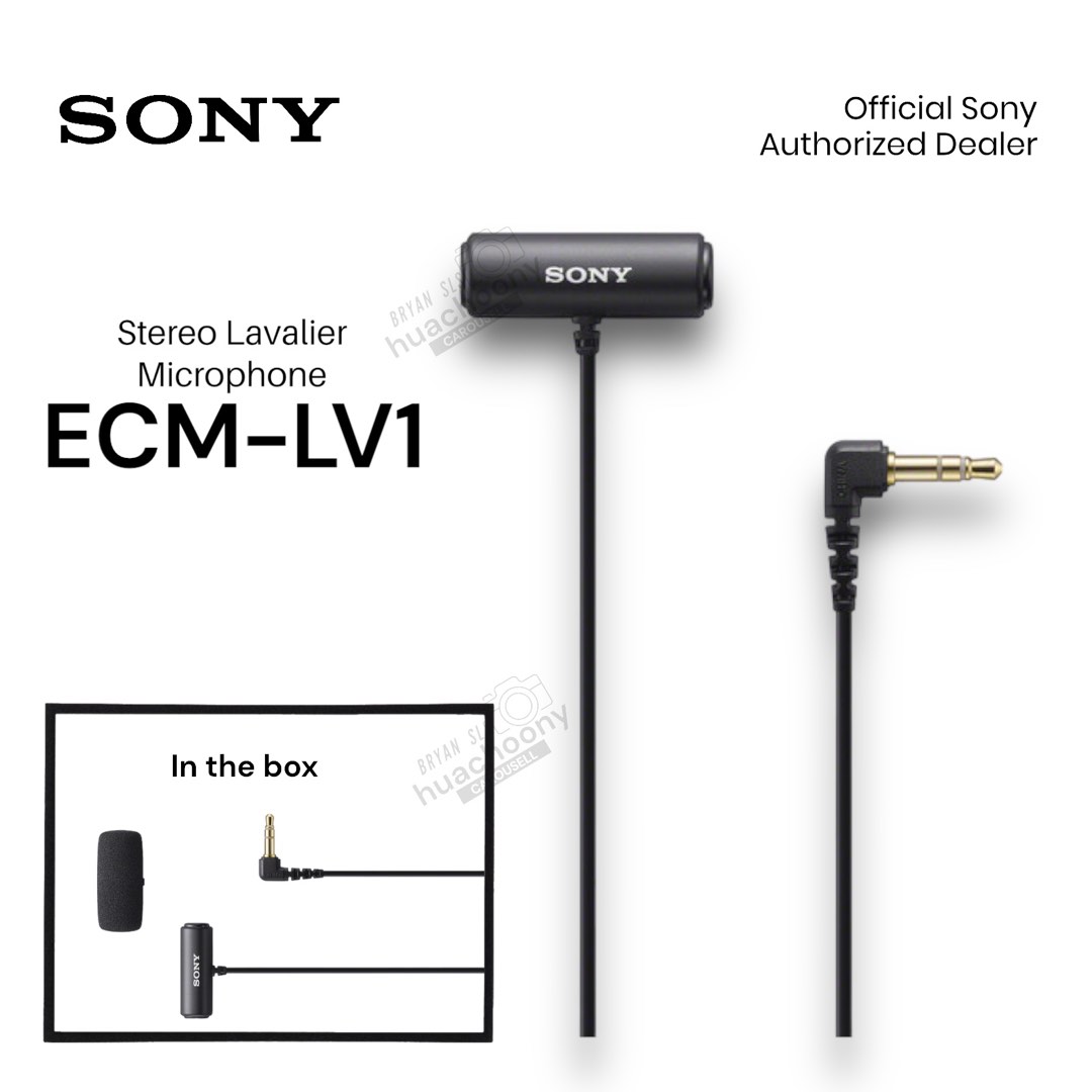 Sony ECM-LV1 Compact Stereo Lavalier Microphone with 3.5mm TRS