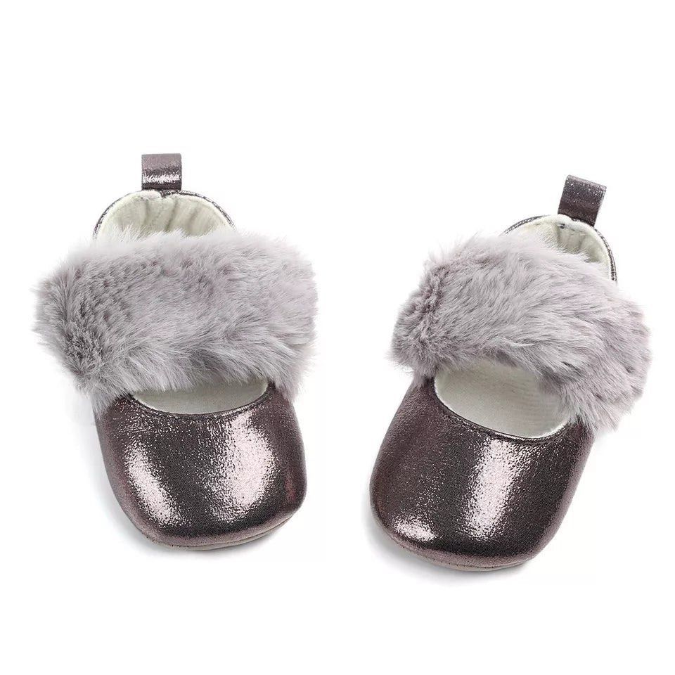 SP152 Fluff Glitz Baby Girl Fashion Princess Shoes Cute Shallow