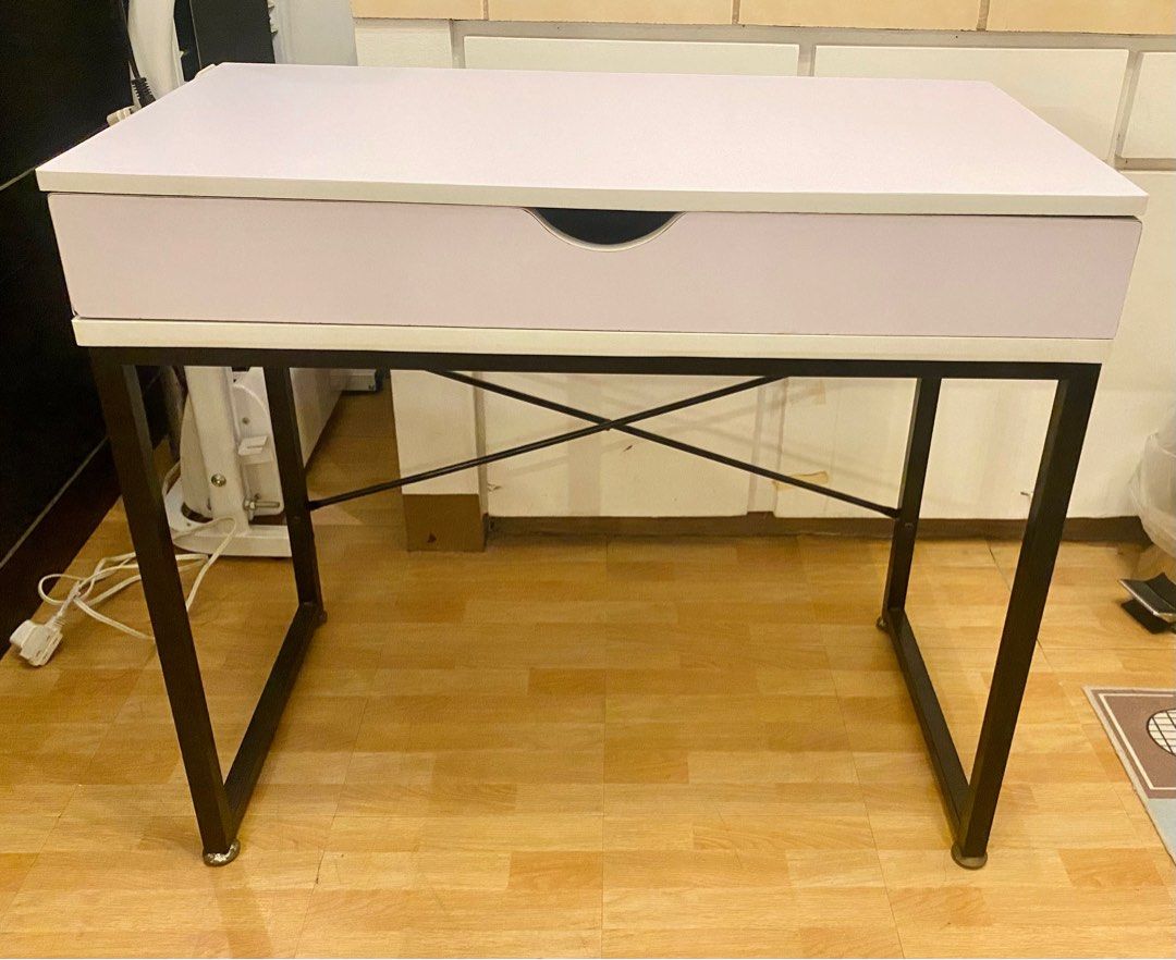 Study Table (customized) (Category: Tables & Sets) located in Paranaque City. Submitted by docyp (Listing ID 1256610770, Image 3). Description: Selling my study table since I got a new one. Dimensions can be seen on the last 2 photos. Overall condition: 9/10 It was originally brown (see drawer photos) but I had it customized and covered by a 1mm thick white plating material (idk what it’s called but it was expensive 😅) Anyhoo the only flaws are 