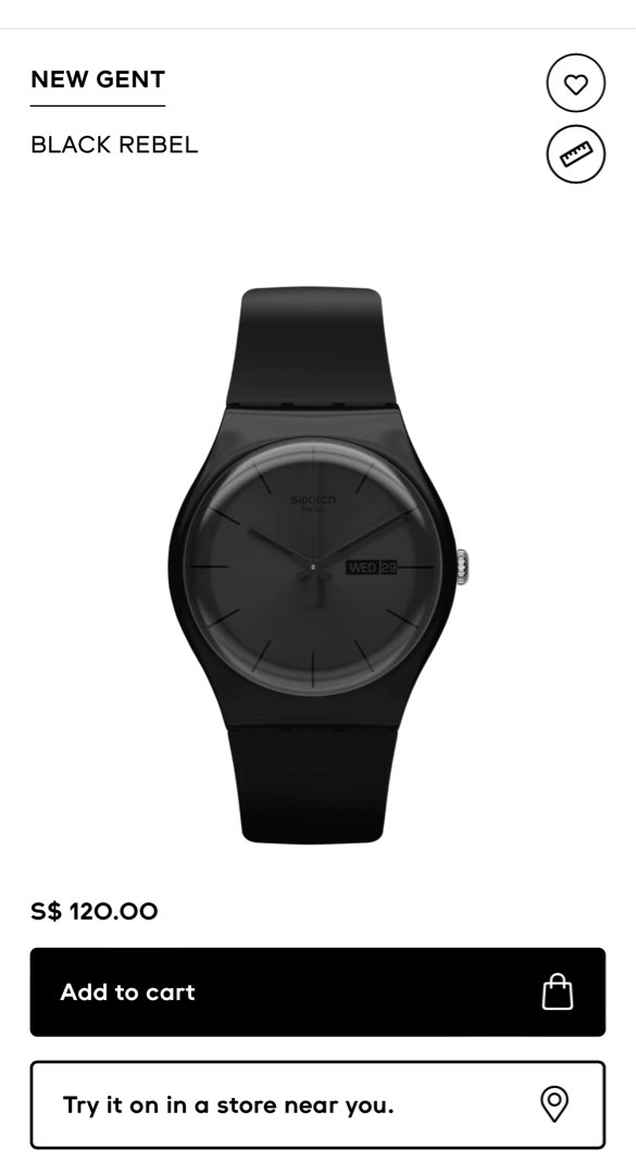 Swatch Black Rebel Luxury Watches on Carousell