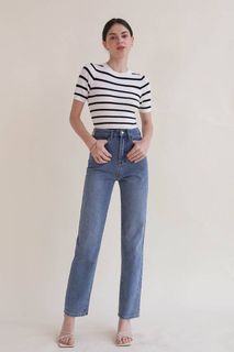 The Willow Label DARCY STRAIGHT LEG JEANS BLUE in XS