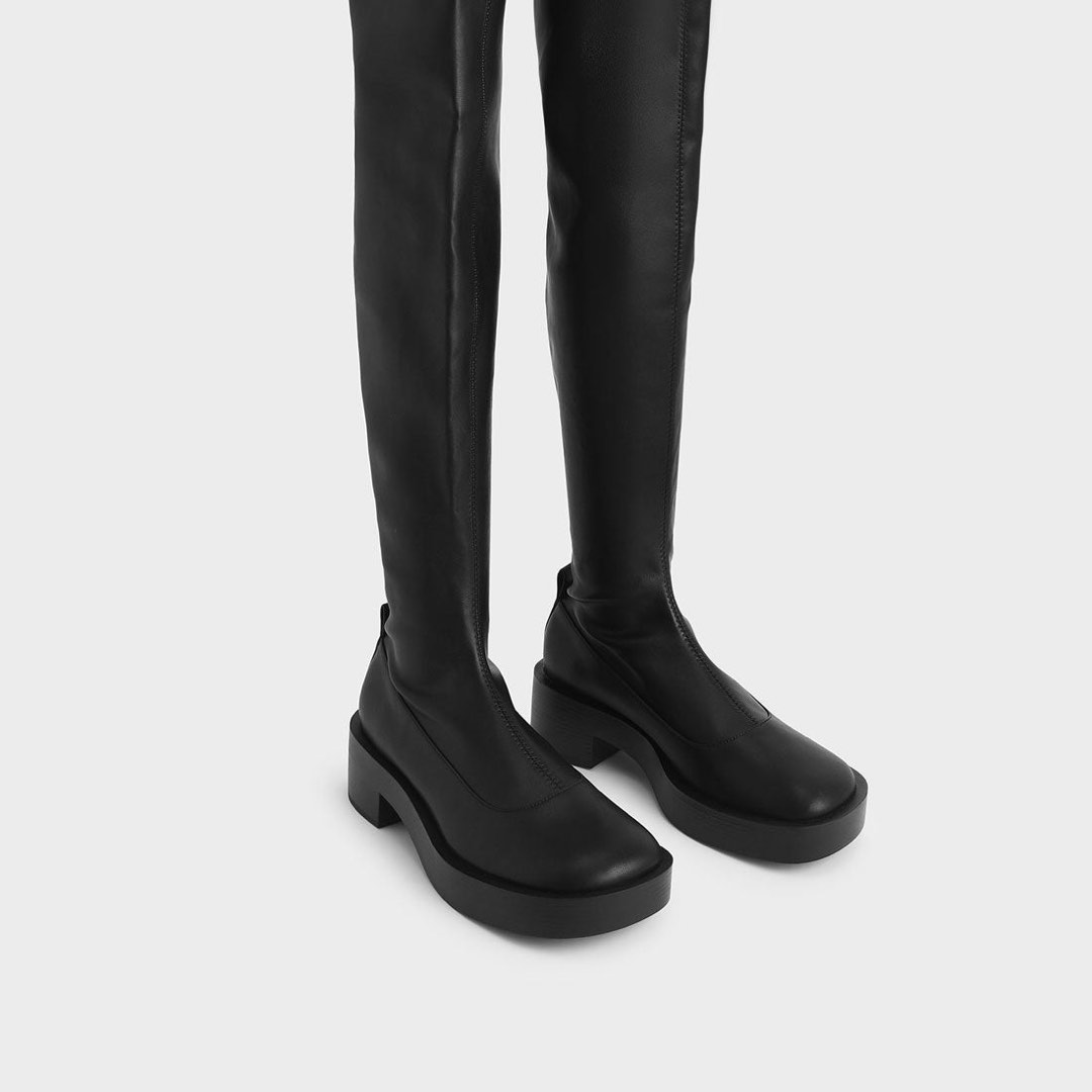 Thigh High Block Heel Boots