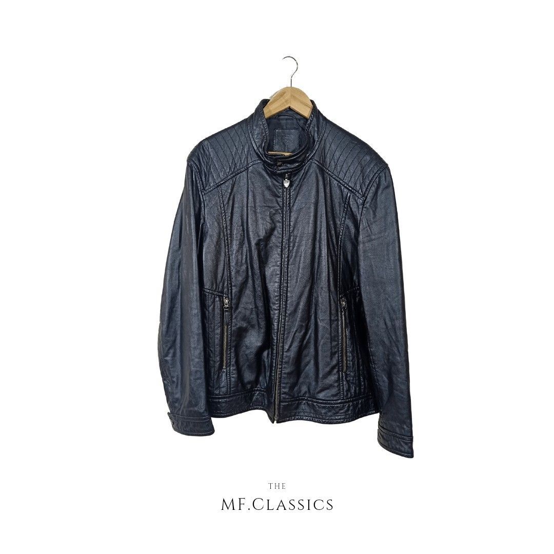 Tonino Lamborghini Leather Jacket Black 27 L 22 W Men s Fashion Coats Jackets and Outerwear on Carousell