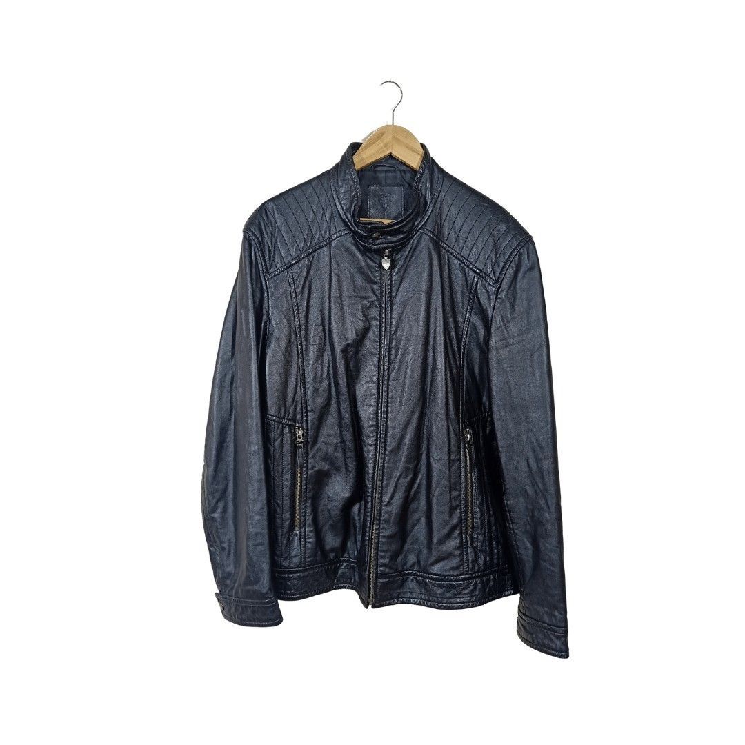 Tonino Lamborghini Leather Jacket Black 27 L 22 W Men s Fashion Coats Jackets and Outerwear on Carousell
