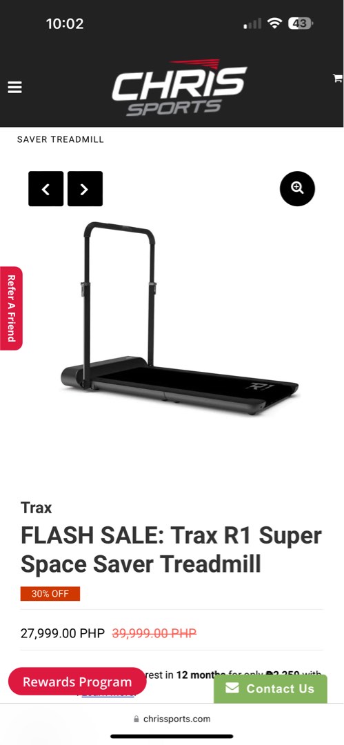 Trax r1 super on sale space saver treadmill