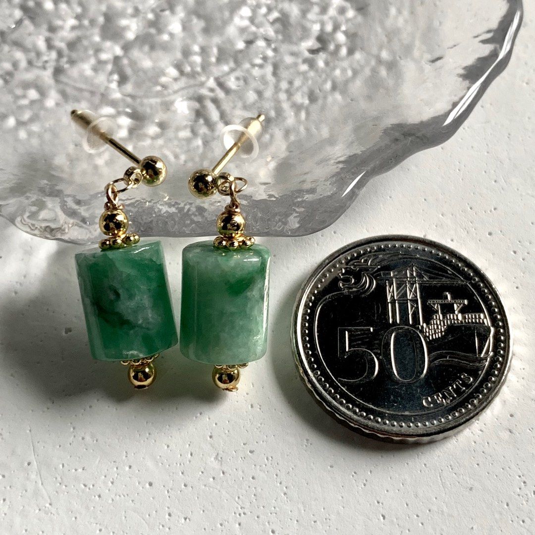 Dark green jade best sale earrings