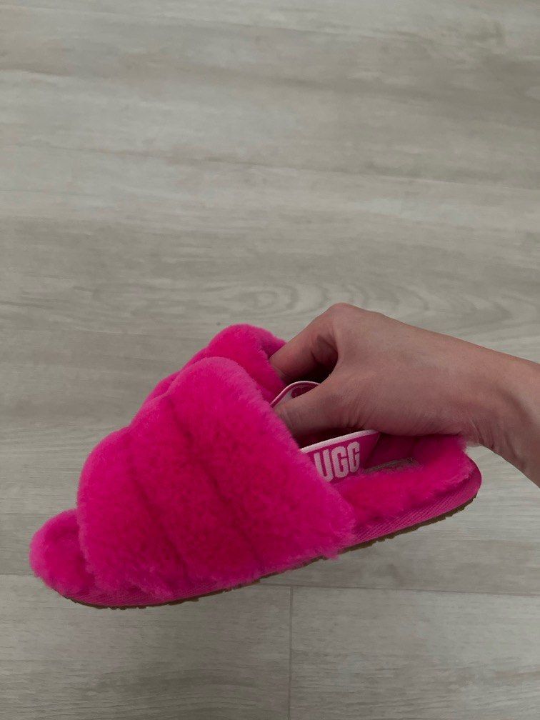 Pink fur ugg slippers sale