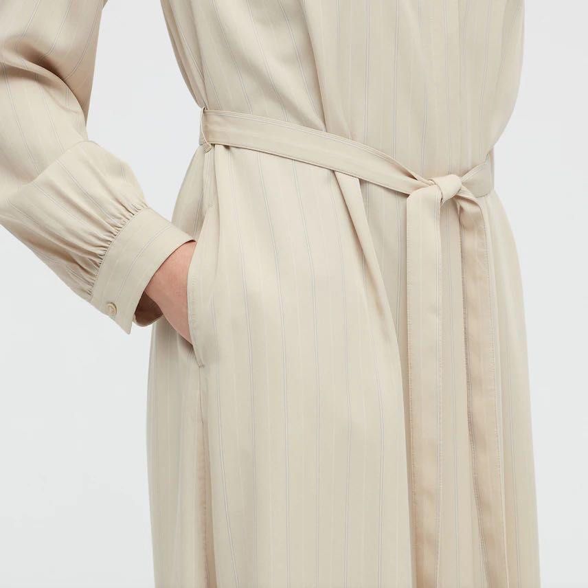 Monki utility midi shirt dress in beige