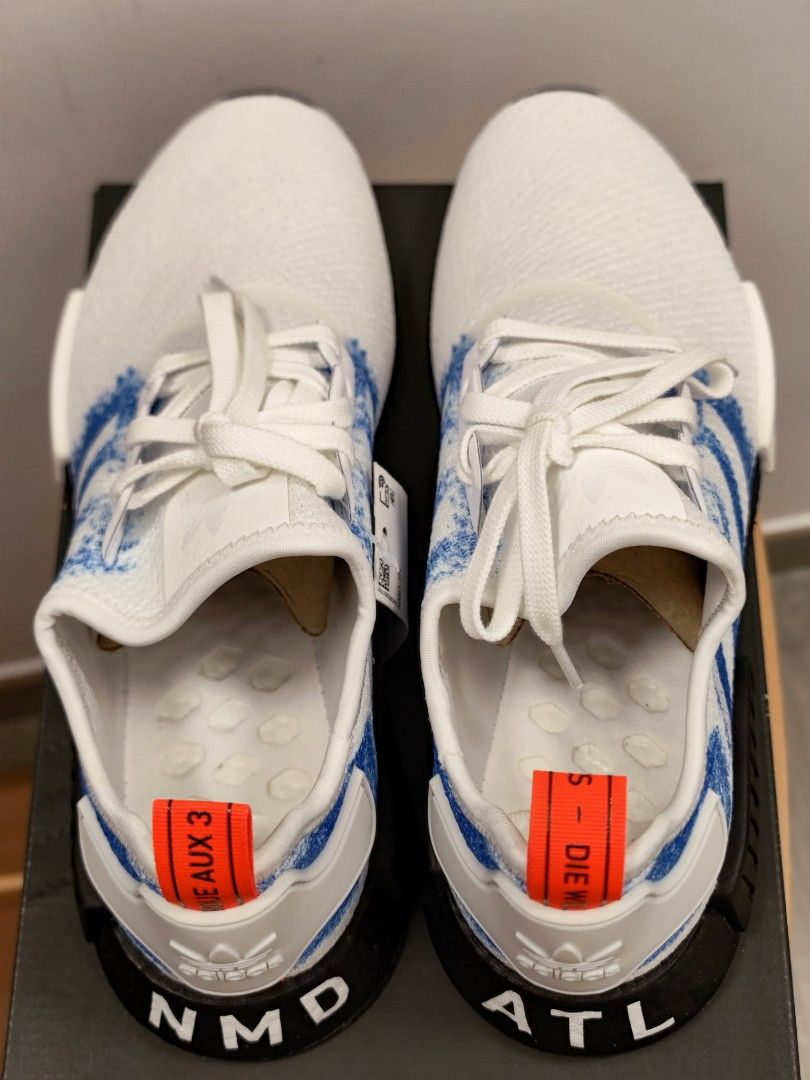 Originals nmd r1  mens shoes white/bold blue/black top