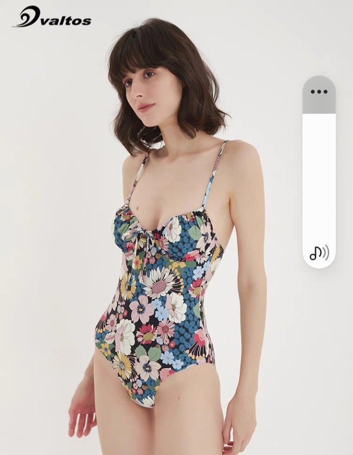 VALTOS new fashion floral one piece swimsuit women s steel rims gathered French suspenders cover belly slimming holiday swimsuit