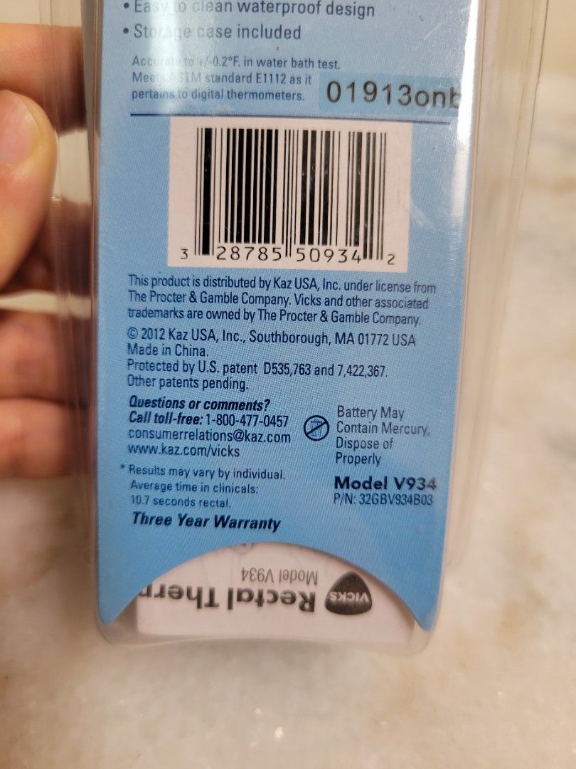 Vicks Baby Rectal Thermometer, Health & Nutrition, Thermometers on